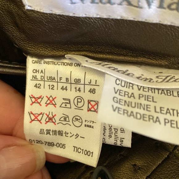 MaxMara 💯 Leather Shimmering Metallic Skirt Never Used Made in Italy 🇮🇹 - Picture 11 of 16